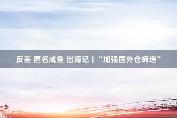 反差 匿名咸鱼 出海记丨“加强国外仓缔造”