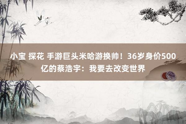 小宝 探花 手游巨头米哈游换帅！36岁身价500亿的蔡浩宇：我要去改变世界