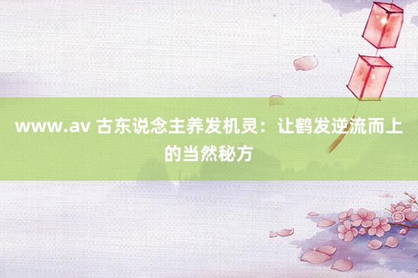 www.av 古东说念主养发机灵：让鹤发逆流而上的当然秘方