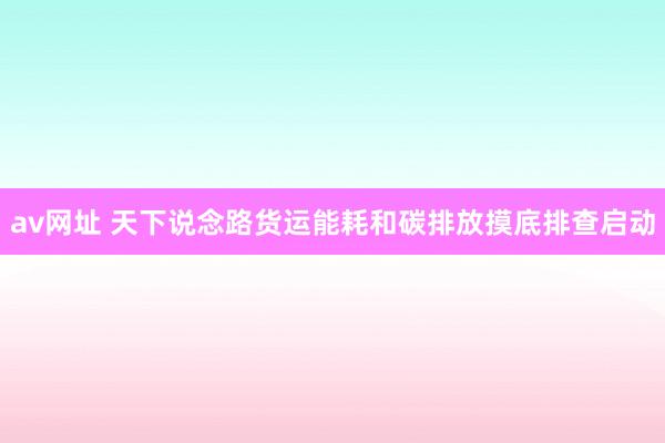av网址 天下说念路货运能耗和碳排放摸底排查启动
