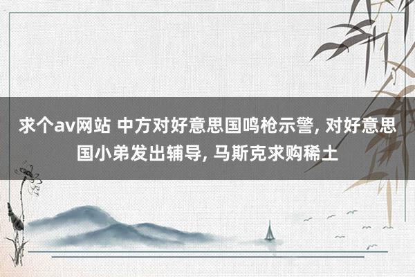 求个av网站 中方对好意思国鸣枪示警, 对好意思国小弟发出辅导, 马斯克求购稀土