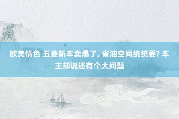 欧美情色 五菱新车卖爆了, 省油空间统统要? 车主却说还有个大问题