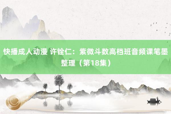 快播成人动漫 许铨仁：紫微斗数高档班音频课笔墨整理（第18集）