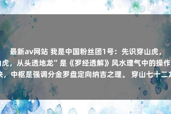 最新av网站 我是中国粉丝团1号:先识穿山虎,从头透地龙! “先识穿山虎,从头透地龙”是《罗经透解》风水理气中的操作口诀,中枢是强调分金罗盘定向纳吉之理。 穿山七十二龙功能:细则开发或坟场的坐...