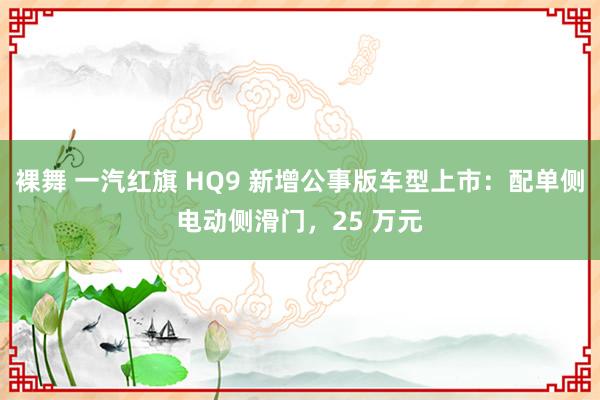 裸舞 一汽红旗 HQ9 新增公事版车型上市：配单侧电动侧滑门，25 万元